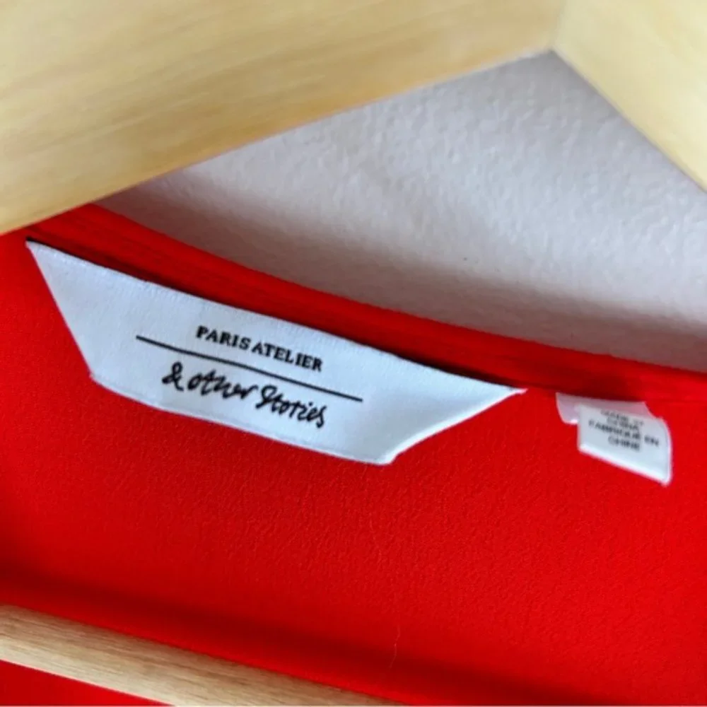 & Other Stories red wrap midi dress - Picture 3 of 7